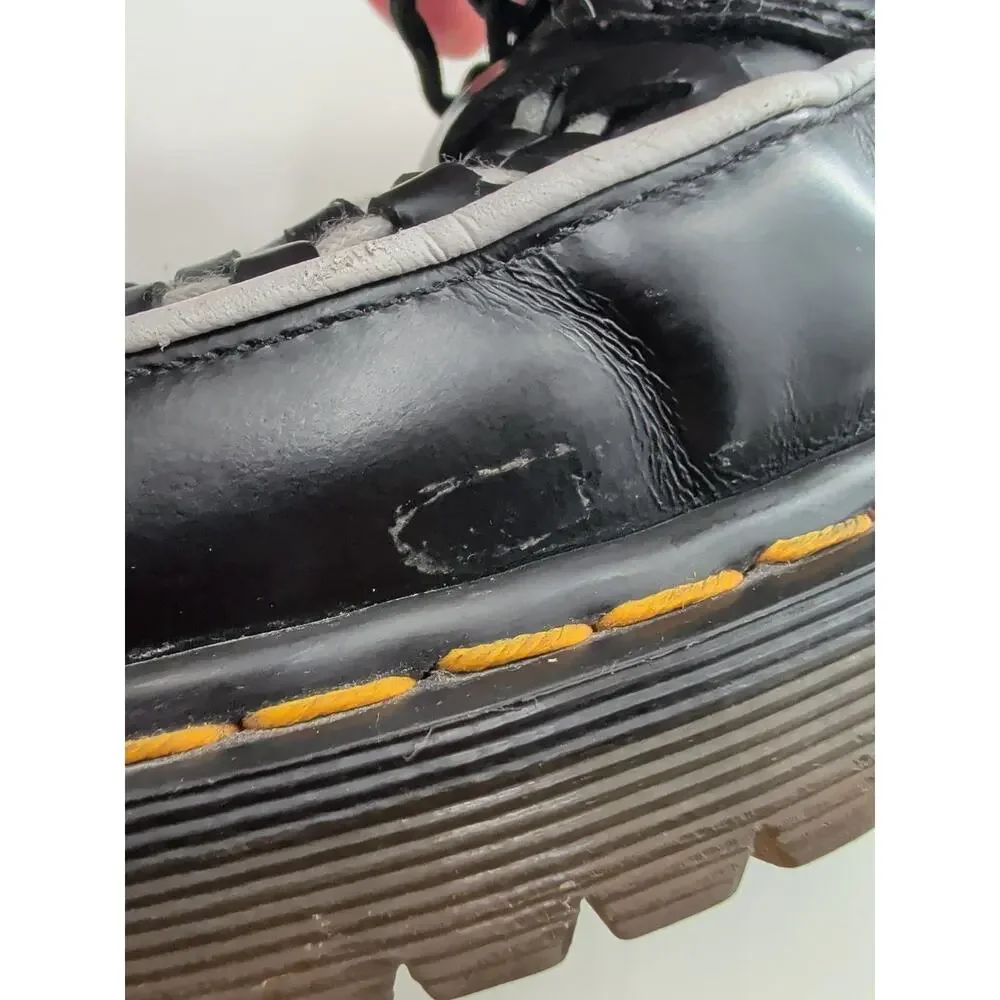 Dr. Martens Ramsey Smooth Leather Creepers Black/White Interlace Size 7 Mens/8 W